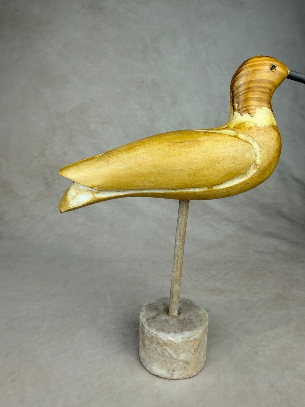 Vintage Wooden Carved Shorebird Decoy Style 8” Folk Art Primitive - Picture 4 of 12